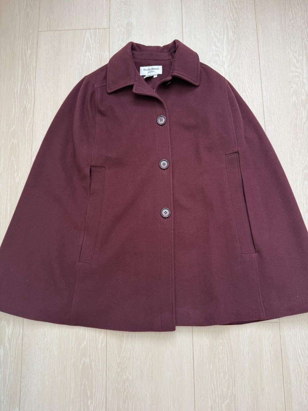 Helene Berman London Rich Burgundy Wool Cashmere Cape - Picture 4 of 8